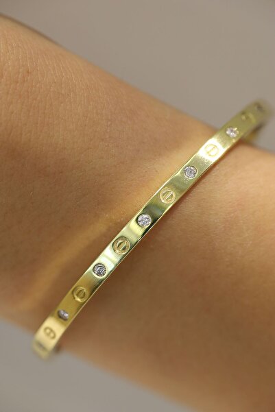 Yenigün Kuyumculuk 14 Ayar Altın Taşlı Çivi Kelepçe