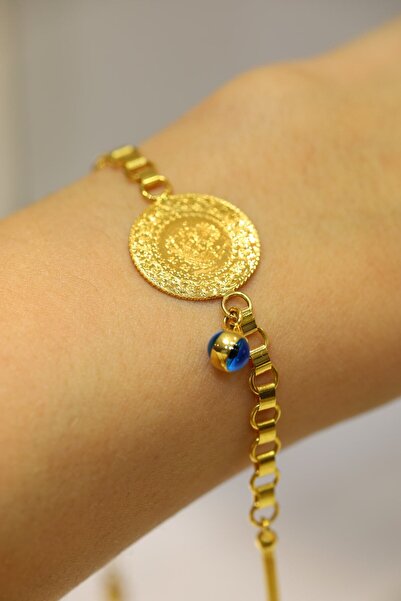 Yenigün Kuyumculuk 22 Ayar Çeyrek Altınlı 14 Ayar Nazar Boncuklu Altın Bileklik