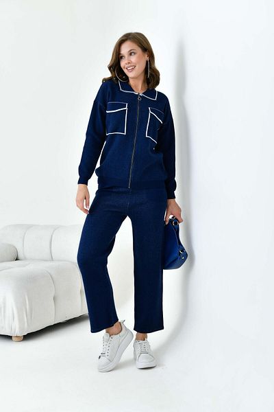 FTZ WOMEN Women's Striped Double Suit Navy Blue 20664