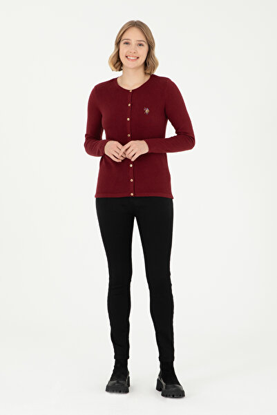 U.S. Polo Assn. Women's Claret Red Basic Knitwear Cardigan 50288991 -Vr014