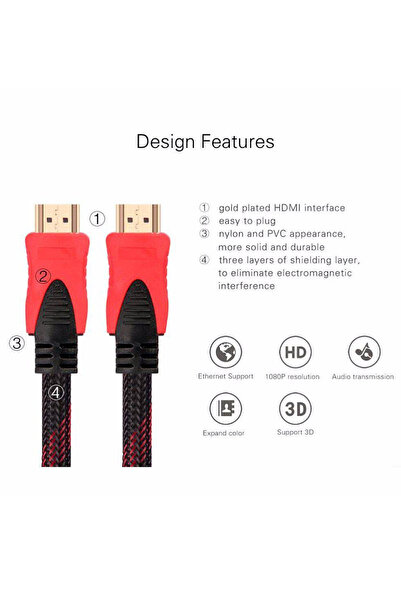MAXGO 2169 20 Metre Hdmi Kablo 1.kalite 3d 4k Full Hd Hdmi Tv Uydu Alıcısı Kablosu