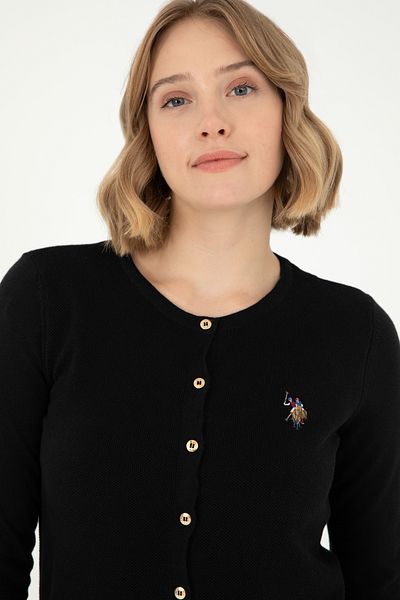 U.S. Polo Assn. Γυναικεία Μαύρη Βασική Πλεκτή Ζακέτα 50288991 -VR046