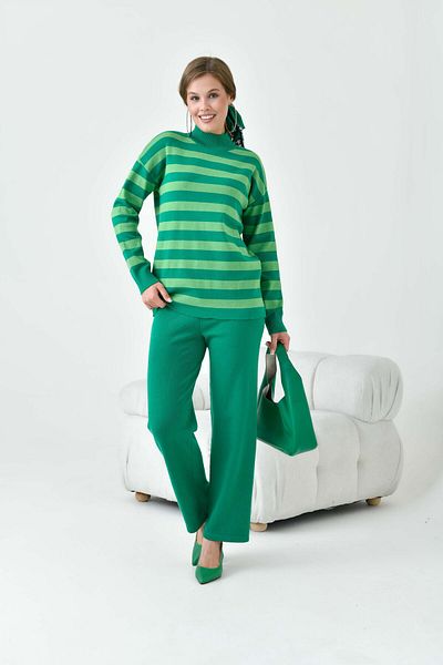 FTZ WOMEN Women's Striped Double Suit Green 20796