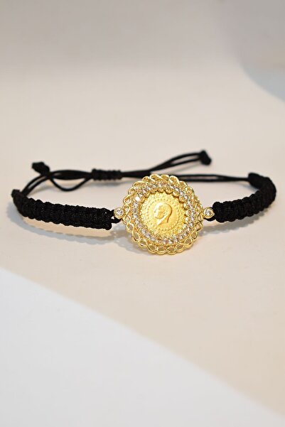 Yenigün Kuyumculuk 22 Ayar Çeyrek Altın Siyah Ipli Bileklik