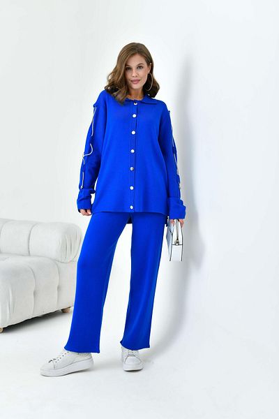 FTZ WOMEN Women's Sleeve Detailed Double Suit Saks Blue 20717