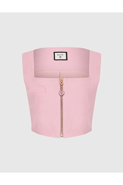 İLVİ Jania Kadın Bluz Crop Pembe