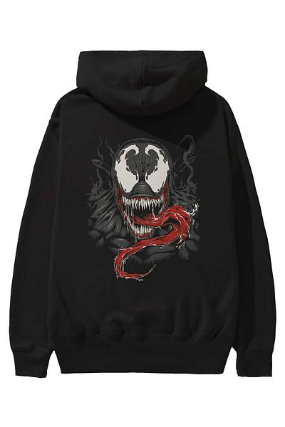 Ankhises Venom 18 - Hanorac negru supradimensionat cu glugă, bărbați și femei