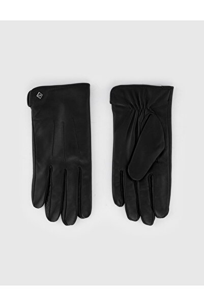 İLVİ Beret Erkek Hakiki Deri Eldiven Siyah