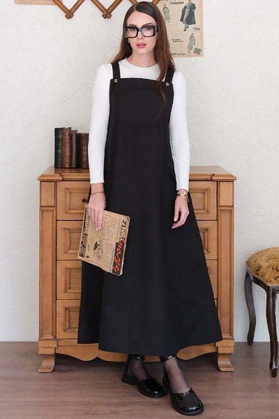 Ceylan Otantik Black Linen Skirt Salopet