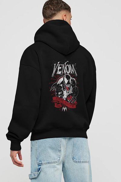 Ankhises Venom (11) - Hanorac negru oversize cu glugă pentru bărbați și femei
