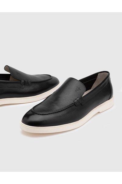 İLVİ Alessio Genuine Floater Leather Men's Black Loafer Shoes