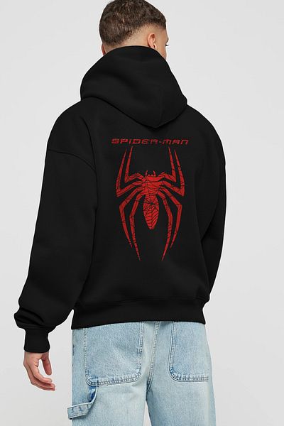 Ankhises Spiderman (11) - Hanorac negru supradimensionat pentru bărbați și femei
