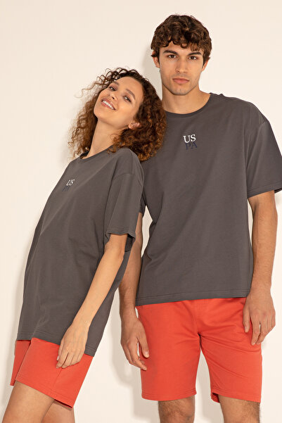 U.S. Polo Assn. Ανδρικό μπλουζάκι Comfort Fit Crew Neck Anthracite 50289221-V...