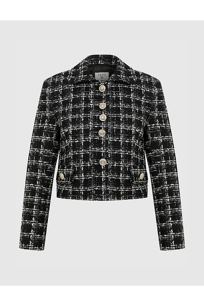 İLVİ Bauer Women's Jacket Black White Tweed