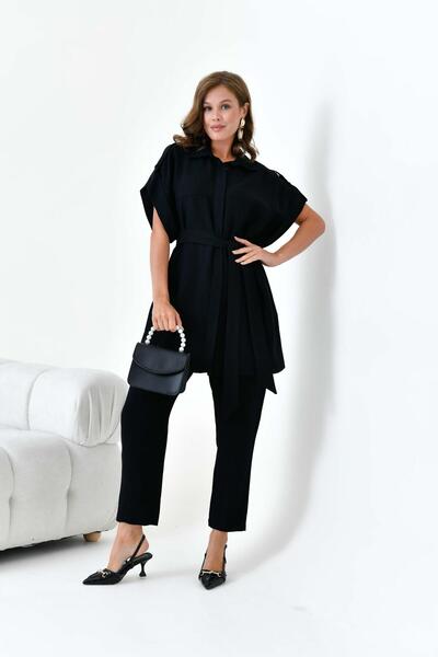 FTZ WOMEN Black Linen Women's Set - 30872