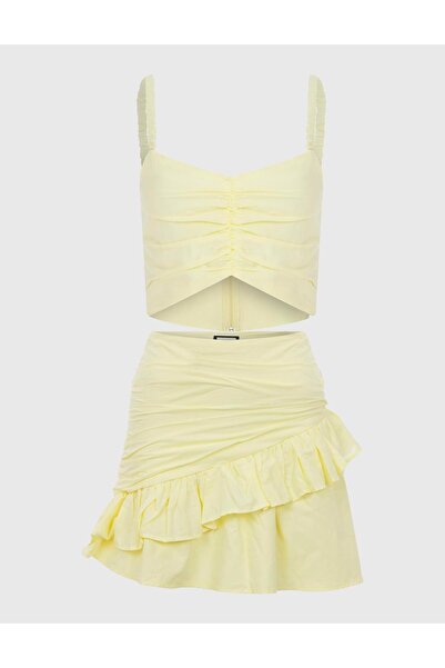 İLVİ Lacie Kadın  Etek Crop Takım Sarı