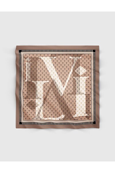 İLVİ Hjo Women's Scarf Brown Beige Cream Silk Twill