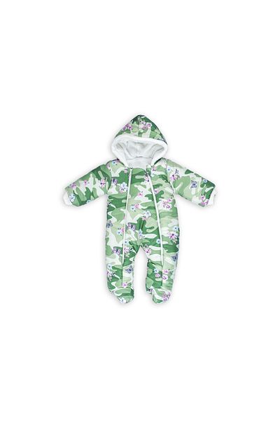 MAİBELLA Astronaut Jumpsuit for Winter Baby Girl and Boy - Butterfly Floral Print, Hooded Without Shoes and Zipper