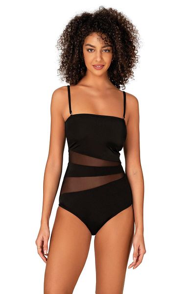 Endeep Strapless Tulle Detailed Women's Swimsuit - Thin Straps