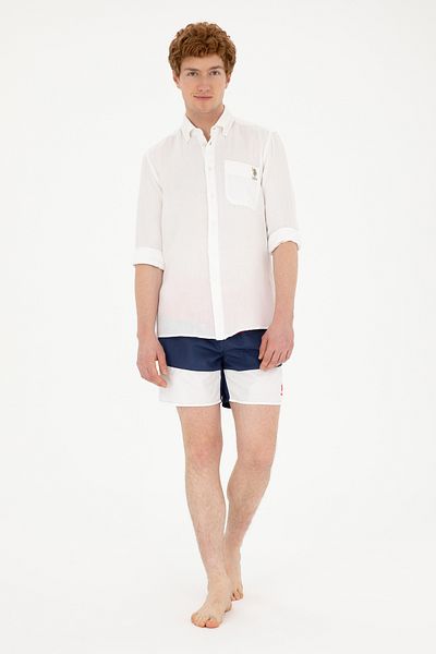 U.S. Polo Assn. شورت سباحة باللون الأزرق الداكن للرجال 50289389 -VR033