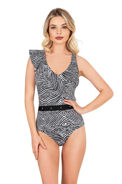 Endeep Women's Flounce Detailed Zebra Pattern Swimsuit