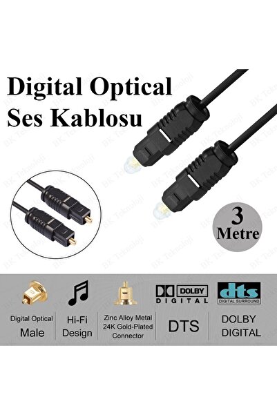 Derwell Fiber Dijital Optik Optic Sinema Sistemi Ses Kablosu Yüksek Kalite Toslink Kablo Cabble 3 Metre