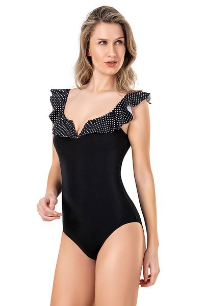Endeep Women's Polka Dot Detailed Flounce Swimsuit