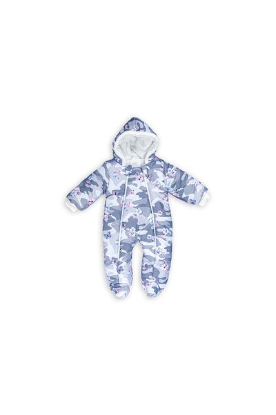 MAİBELLA Astronaut Jumpsuit for Winter Baby Girl and Boy - Butterfly Floral Print, Hooded Without Shoes and Zipper