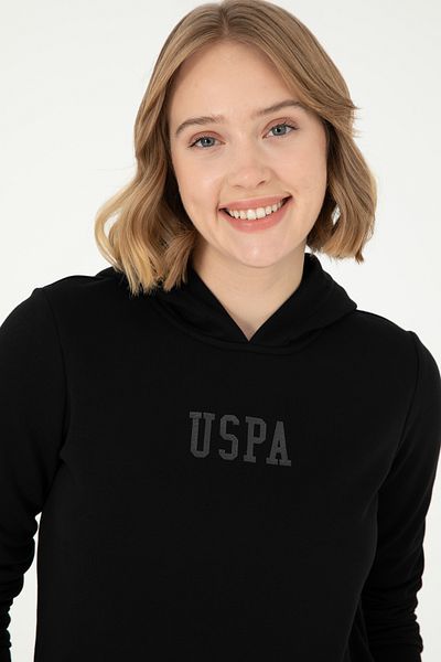 U.S. Polo Assn. Hanorac de bază negru cu glugă pentru femei 50289536 -vr046