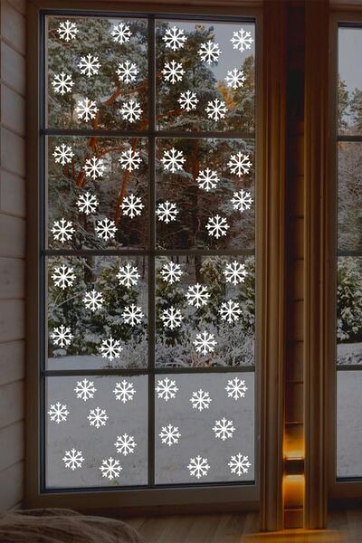 levvas ملصق زجاجي لعرض ندفة الثلج لتزيين عيد الميلاد باللون الأبيض 100 قطعة 6...