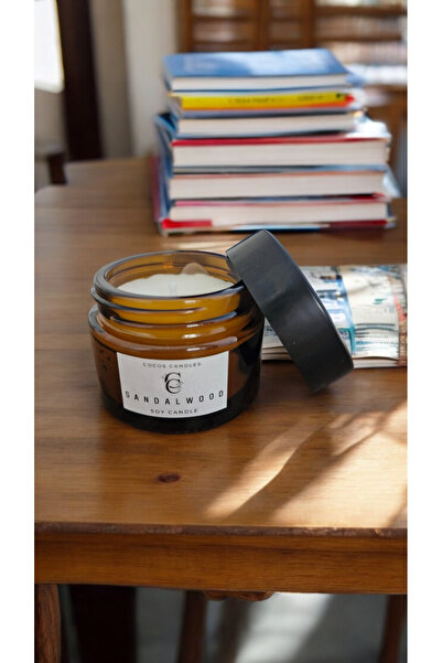 COCOS CANDLES Amber Bardakta Sandal Kokulu %100 Doğal Soya Mum (4,5 cm)