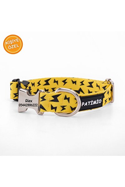 PATİMİO Yellow Boomisimli Köpek Tasması, Köpek Künyesi, Köpek Isimlik, Isme Özel Tasma