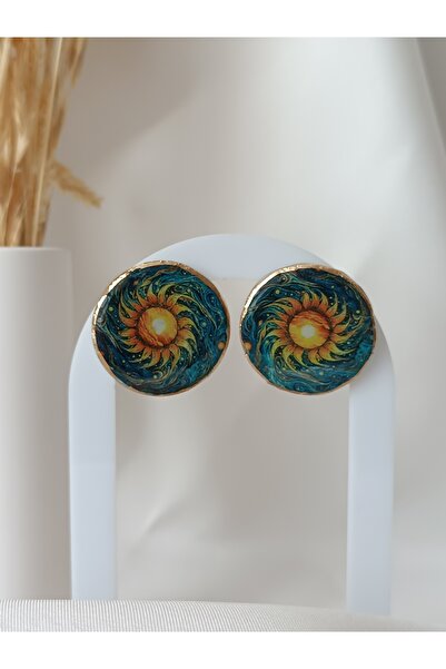 La fee aksesuar Sun Polymer Clay Earrings - with Steel Earring Pins & Van Gog...