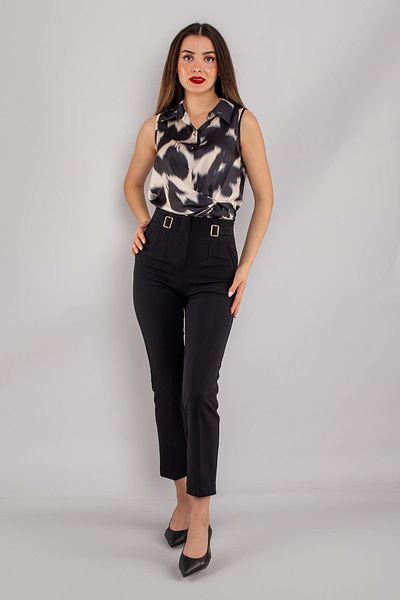 AYHAN 70609 Pantaloni din stofă cu talie și cataramă