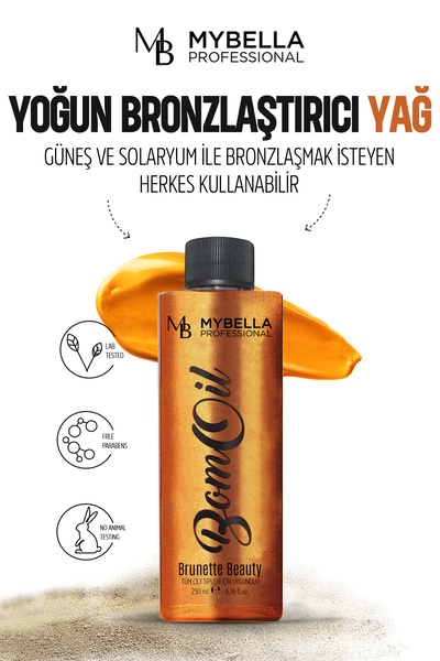 MY Bella Kozmetik My Bella '' Vegan''250 ml Yoğun Bronzlaştırıcı Cilt Bakım Destekli Yağ.- Solaryum Yağı