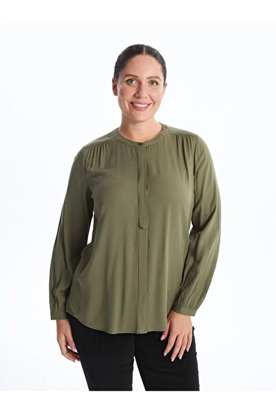 LC Waikiki LCW Grace Haki Kadın Hakim Yaka Düz Bluz