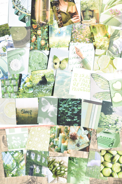 sticker Yeşil Aesthetic Mini Sticker 42 adet ( 3 x 4 cm) Scrapbook