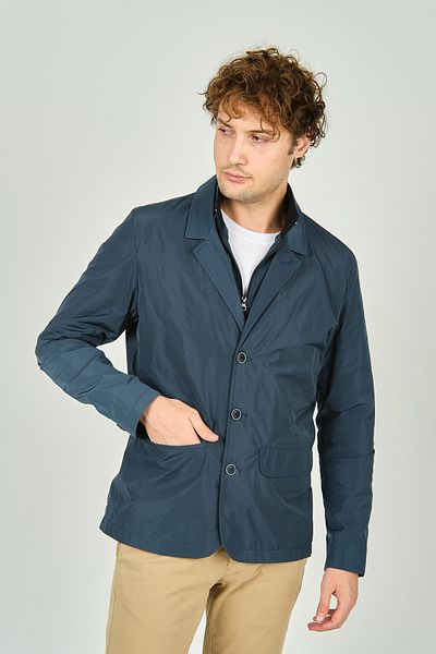 daynax Men's Indigo Jacket Coat 4900 - Double Collar and Button Detail