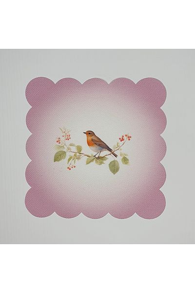 DECO Pastel Pink Floor Bird Patterned Digital Printed Laser Cut Cocktail Napkin 2 Pieces