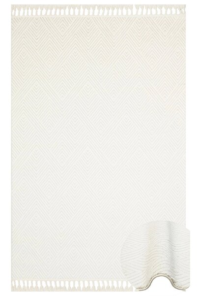 Eko Halı Urban 01 White Etnik Desenlere Sahip Hav Toz Vermez Yumuşak Dokulu M...