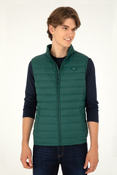 U.S. Polo Assn. Ανδρικό σκούρο πράσινο γιλέκο 50290793 -VR079