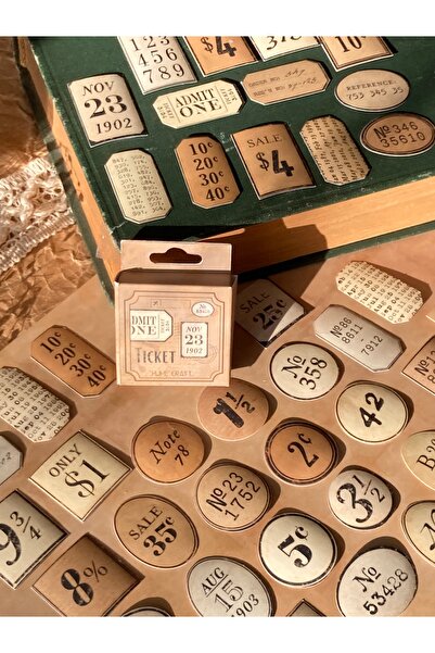 Hume Craft Kutulu Vintage Bilet Temalı Sticker Seti Scrapbook Bullet Journal ...