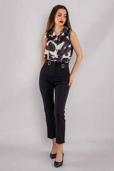 AYHAN 70609 Pantaloni din stofă cu talie și cataramă