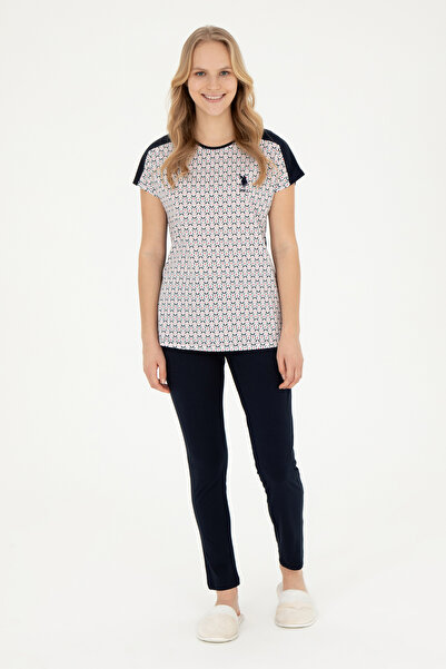 U.S. Polo Assn. طقم بيجامة نسائي باللون الأزرق الداكن 50290815 -VR033