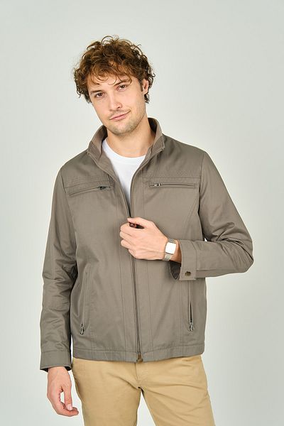 daynax Men's Judge Collar Zippered Pocket Detailed Seasonal Sports Coat 4600 Green