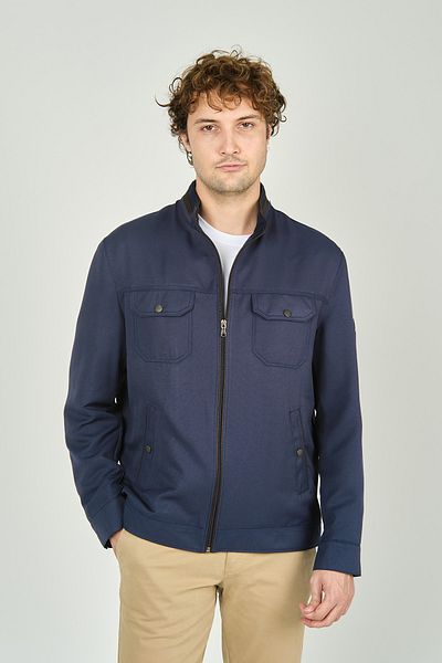 LUCAS Men's Judge Collar Pocket Detailed Seasonal Sports Coat 2734 Navy Blue