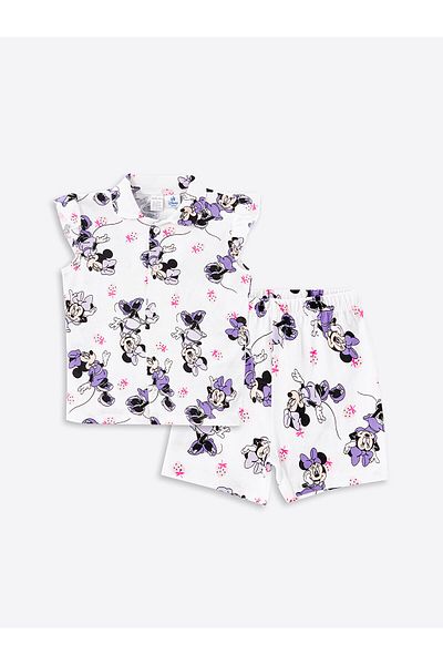 LC Waikiki Set de pijamale pentru fetiță cu imprimeu Minnie Mouse cu gât polo LCW cu pantaloni scurți