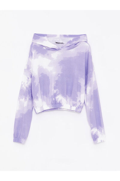LC Waikiki Lilac Batik Patterned Long Sleeve Oversize Women's Hoodie