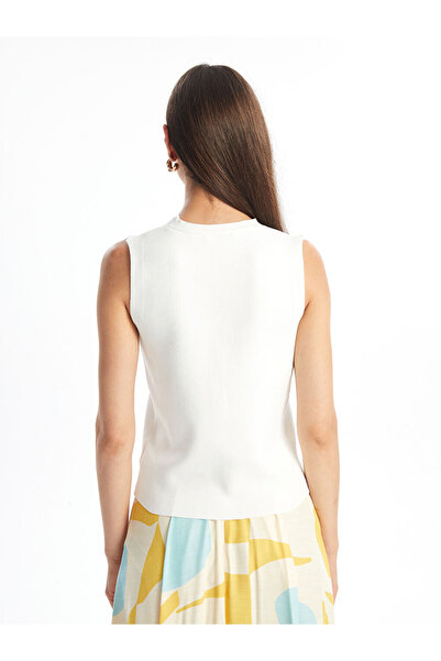 LC Waikiki Ecru V-Neck Women's Knitwear Vest