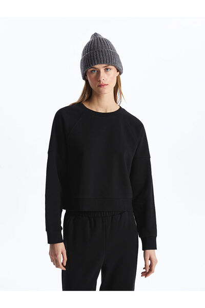 LC Waikiki طاقم الرقبة عادي كم طويل البلوز المرأة كبيرة الحجم